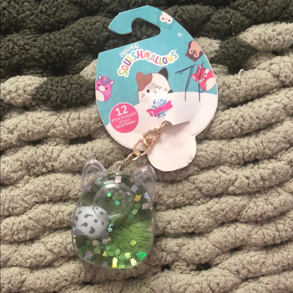 Squishmallows Keychain with Green Glitter